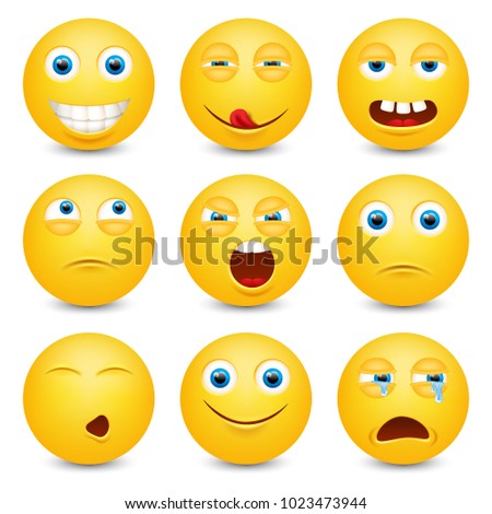 Set of emoji. Smileys vector set. Isolated vector illustration
