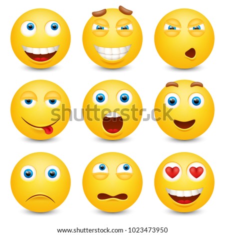 Set of emoji. Smileys vector set. Isolated vector illustration