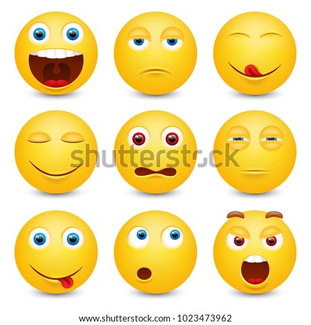 Set of emoji. Smileys vector set. Isolated vector illustration