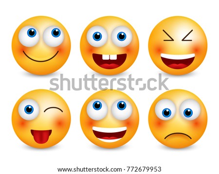 Set of emoji. Smileys vector set. Isolated vector illustration