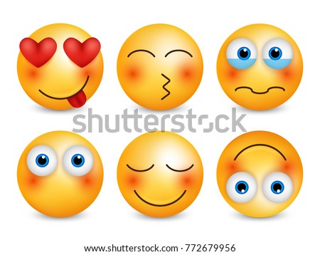 Set of emoji. Smileys vector set. Isolated vector illustration
