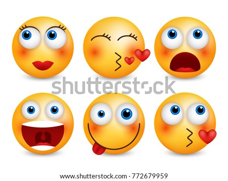Set of emoji. Smileys vector set. Isolated vector illustration