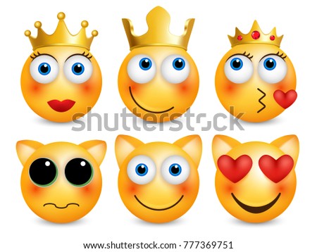 Set of emoji. Smileys vector set. Isolated vector illustration