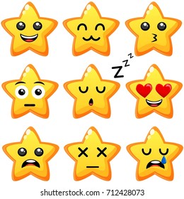 Set of emoji star isolated on white background