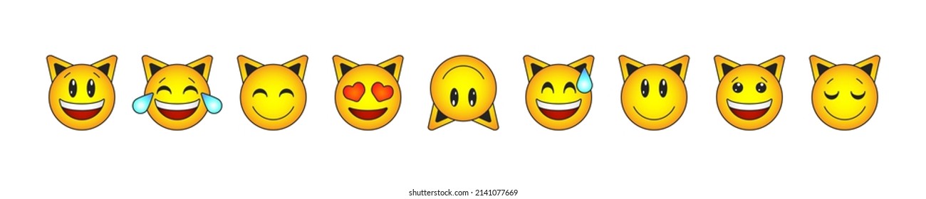 Set of emoji stickers isolated on white background. Vector