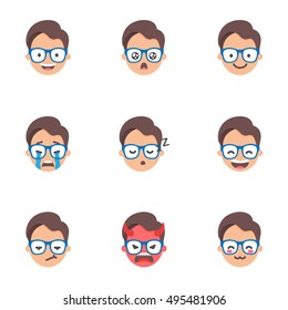 Set Of Emoji, Stickers. Male Characters