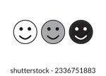 Set of emoji. Vector icon of emoticons. Different faces. Flat black and white icon. Vector illustration on white background.