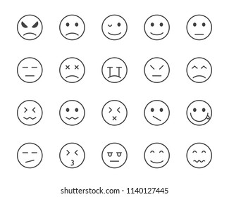 set of emoji vector line icon
