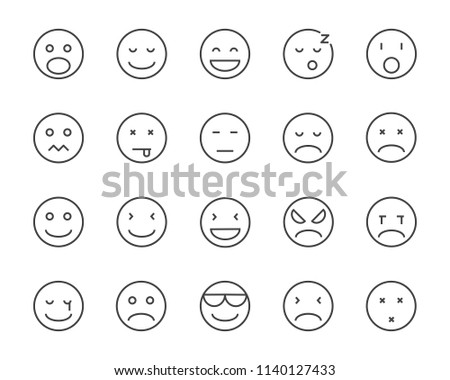 set of emoji vector line icon