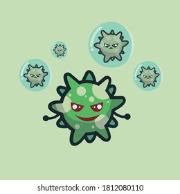 set emoji virus character vector design. corona virus design with flat cartoon style. its suitable for your poster, banner, leanding page, sticker and etc.