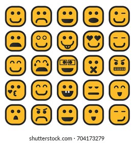 Set of emojie. Set of emoticons. Vector Characters smiley. Isolated emotional yellow face.