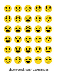 Set of Emoji.Emoticons.  Isolated vector illustration on the white background.