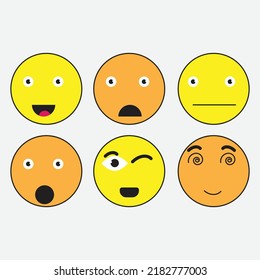 set of emojis in expression cute cheerful fun mood vector illustration