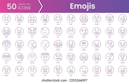 Set of emojis icons. Gradient style icon bundle. Vector Illustration
