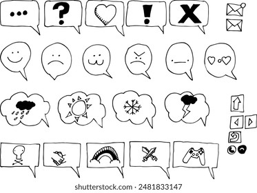Conjunto de emojis e iconos. Ilustración vectorial.	
