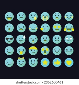 Set of emojis of Sky Blue, emoji set collection