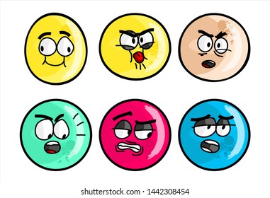 Set Emojis Various Face Expression Vector Stock Vector (Royalty Free ...