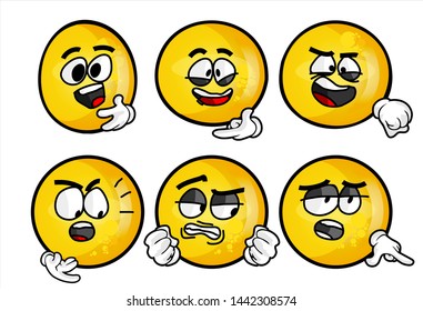 Set of emojis with various face expression. Vector Illustration Isolated On White Background