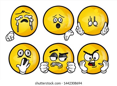 Set Emojis Various Face Expression Vector Stock Vector (Royalty Free ...