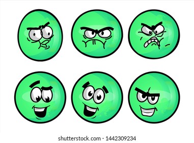 Set of emojis with various face expression. Vector Illustration Isolated On White Background