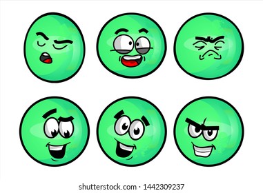Set of emojis with various face expression. Vector Illustration Isolated On White Background