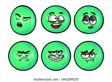 Set of emojis with various face expression. Vector Illustration Isolated On White Background