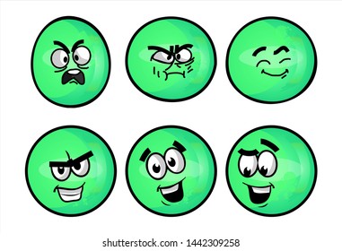 Set of emojis with various face expression. Vector Illustration Isolated On White Background