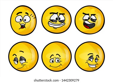 Set Emojis Various Face Expression Vector Stock Vector (Royalty Free ...