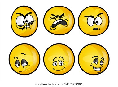 Set Emojis Various Face Expression Vector Stock Vector (Royalty Free ...