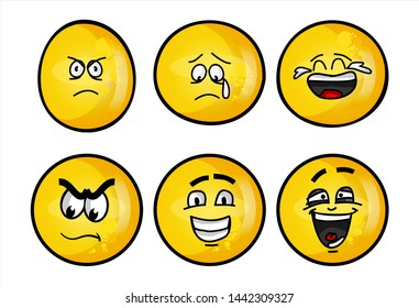 Set Emojis Various Face Expression Vector Stock Vector (Royalty Free ...