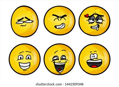 Set Emojis Various Face Expression Vector Stock Vector (Royalty Free ...