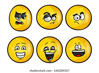 Set Emojis Various Face Expression Vector Stock Vector (royalty Free 