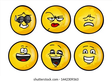 Set Emojis Various Face Expression Vector Stock Vector (Royalty Free ...