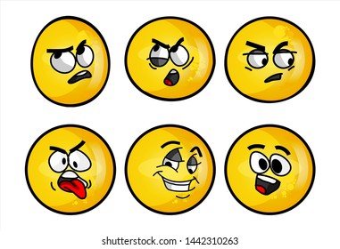 Set Emojis Various Face Expression Vector Stock Vector (Royalty Free ...