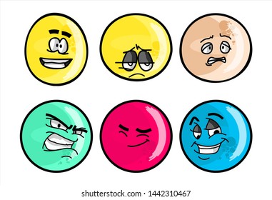 Set Emojis Various Face Expression Vector Stock Vector (royalty Free 