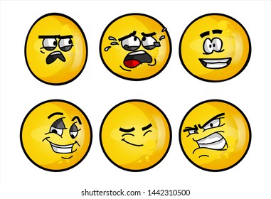 Set Emojis Various Face Expression Vector Stock Vector (Royalty Free ...