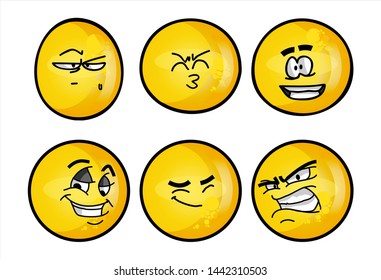 Set Emojis Various Face Expression Vector Stock Vector (Royalty Free ...