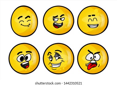 Set Emojis Various Face Expression Vector Stock Vector (Royalty Free ...