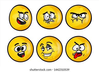 Set Emojis Various Face Expression Vector Stock Vector (Royalty Free ...