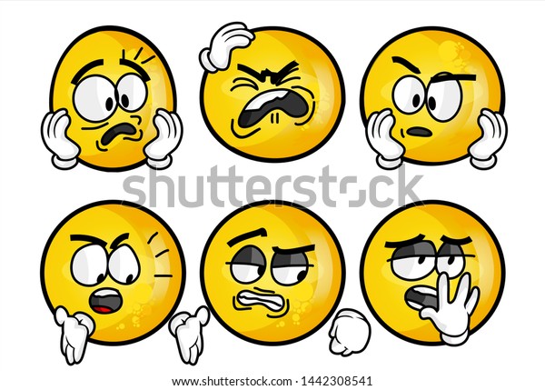 Set Emojis Various Face Expression Vector Stock Vector (Royalty Free ...