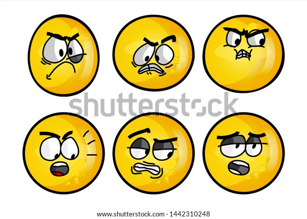 Set Emojis Various Face Expression Vector Stock Vector (Royalty Free ...