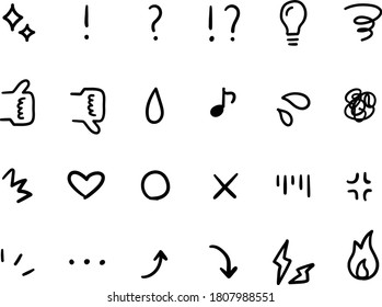 A set of emoji/symbol icons representing emotions and feelings