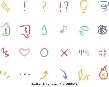 A set of emoji/symbol icons representing emotions and feelings