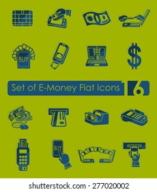 Set of e-money flat icons for Web and Mobile Applications