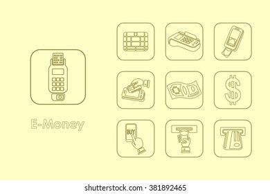 Set of e-money simple icons