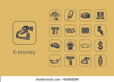 Set of e-money simple icons