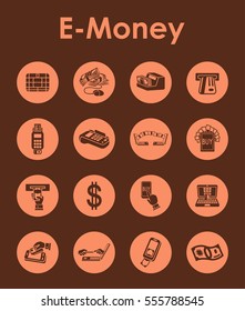 Set of e-money simple icons