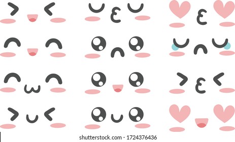 Set of emoticon for chat. Vector illustration