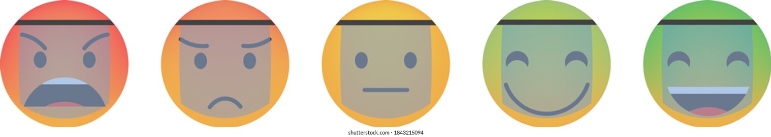 Set of emoticon with coronavirus or covid, pandemic infection concept. Emoji vector with color mood emoticon and protection masks. Smile icon collection. Reactions icon web.
