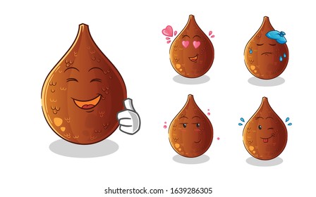 set of emoticon emoji cartoon. emoji with 5 expressive styles. cute chibi cartoon mascot vector